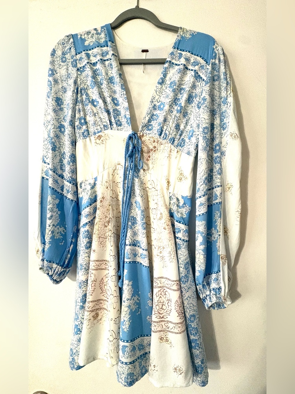 Free People Mixin It Up Flirty, Boho, Front Lace Up  Mini Dress size XS